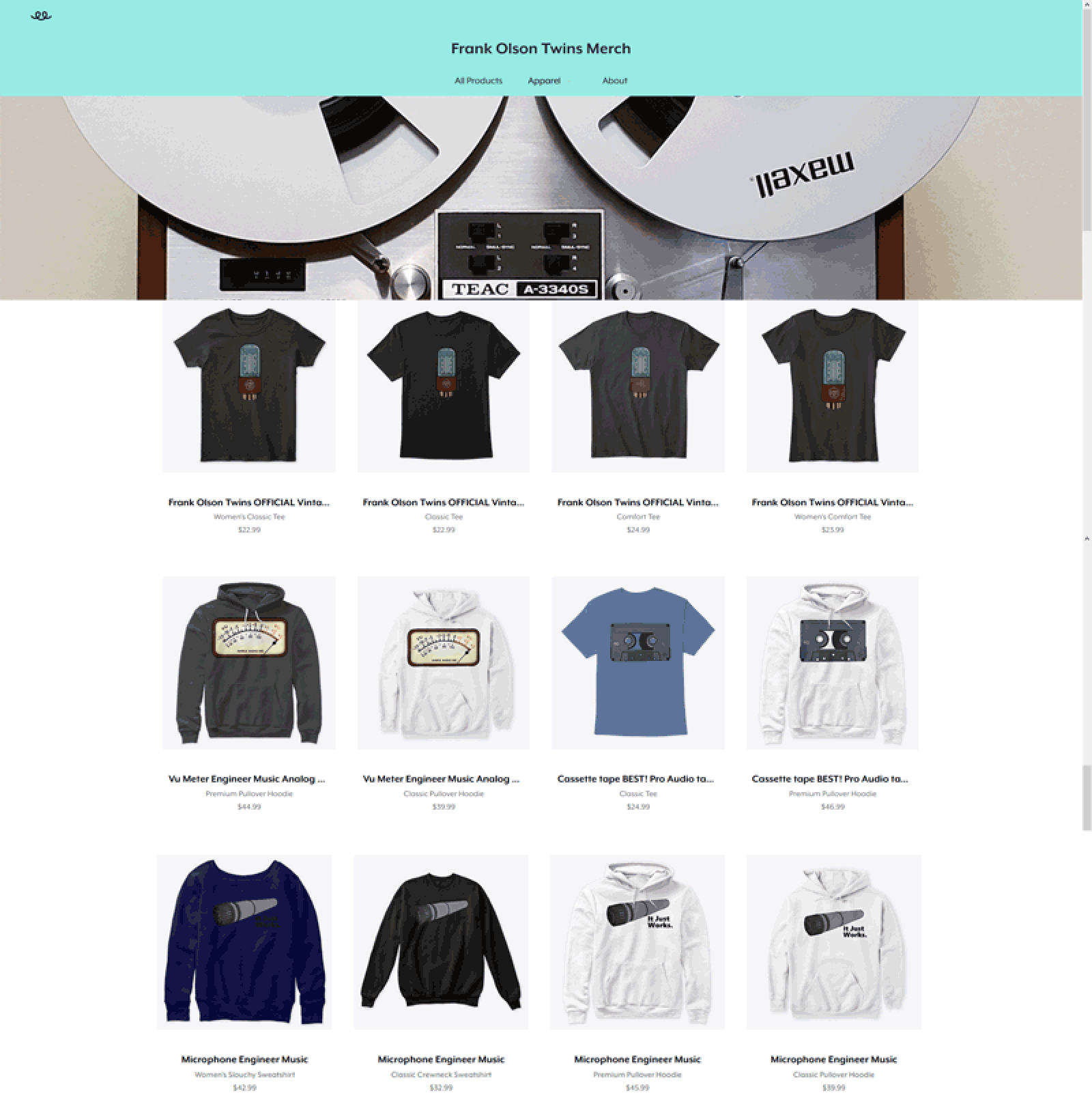 Merch available at Teespring